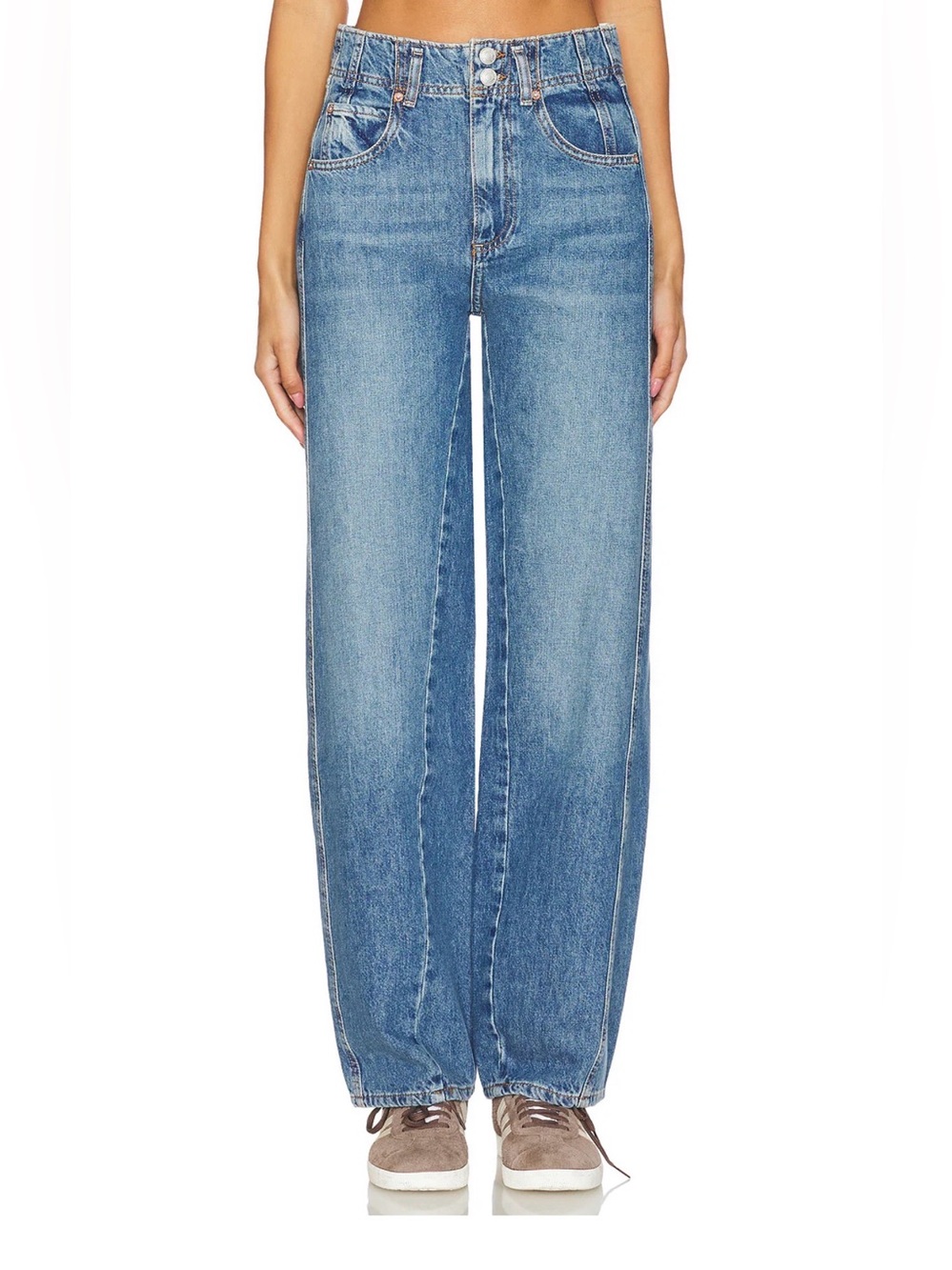 We The Free - High-Rise Wide-Leg Jeans in Medium Blue Wash